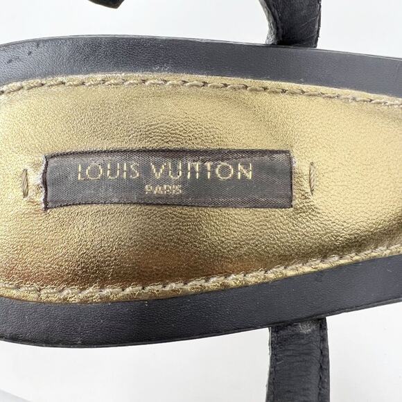 Louis Vuitton Marc Jacobs Era 2007 Platform Flower Heel Sandals Black 38.5 - Picture 6 of 9